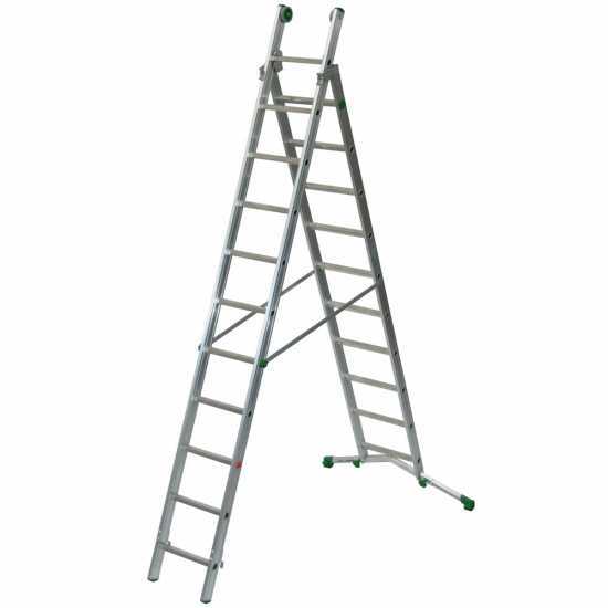 Facal Super Prima P350-2, 10+11 gradini, 5.70 m - Scala in alluminio trasformabile - Altezza stimata operativa 6.60 m