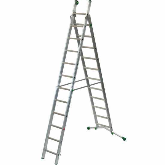 Facal Super Prima P380-2, 11+12 gradini, 6.30 m - Scala in alluminio trasformabile - Altezza stimata operativa 7.20 m