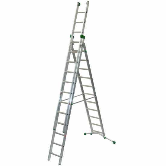 Facal Super Prima P380-3, 11+12+12 gradini, 8.70 m - Scala in alluminio allungabile - Altezza stimata operativa 9.60 m