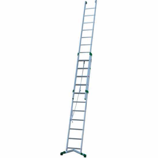 Facal Super Prima P350-2F, 10+11 gradini, 5.70 m - Scala in alluminio con fune - Altezza stimata operativa 6.60 m