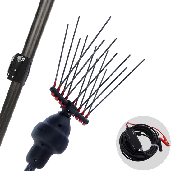 Castellari Fenix L V2 - Abbacchiatore elettrico a batteria tipo auto con cavo in dotazione - Asta telescopica in carbonio 230/320 cm