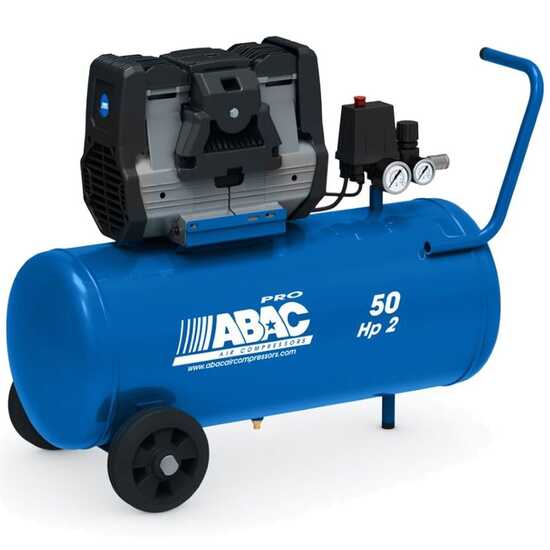 ABAC MONTECARLO OS20P - Compressore aria elettrico monofase silenziato, oil-less - Motore 2 HP - 50 lt