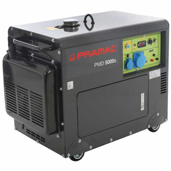 Generatore di corrente 4,2 kW monofase diesel Pramac PMD5000s silenziato - Con ruote