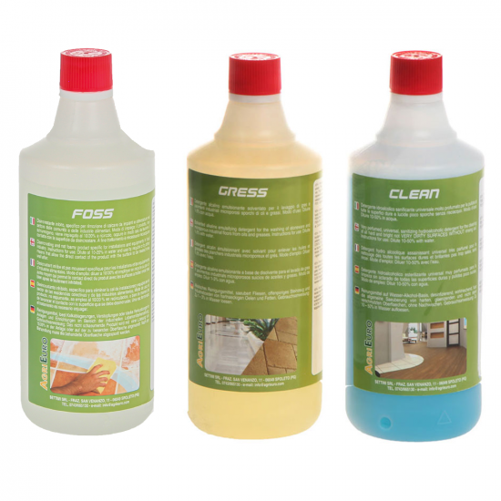 Set 3 detergenti professionali - specifici per la pulizia di interni e esterni - 3 flaconi da 1 lt