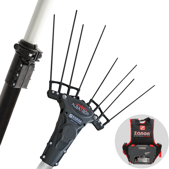 Zanon Albatros AL300 - Abbacchiatore elettrico 210/340 cm a batteria a zaino 50.4V 6.4Ah - Asta Telescopica in alluminio