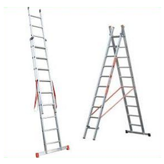 Facal Genia G250-2, 2x7 gradini, 3.80 m - Scala telescopica in alluminio - Altezza stimata operativa 4.70 m