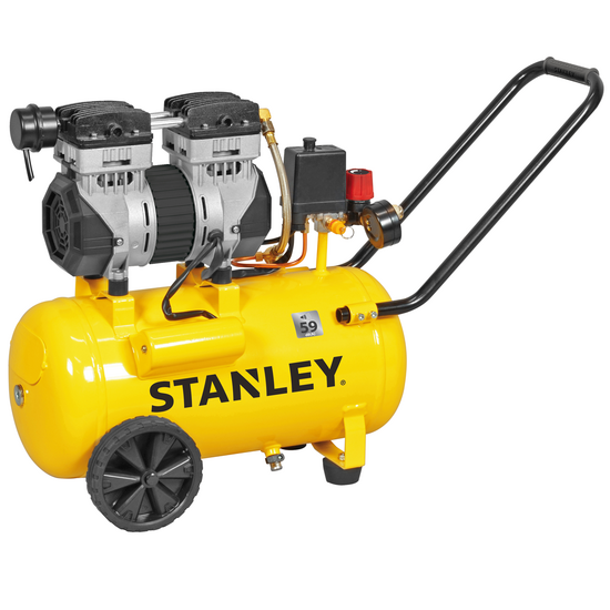 Stanley DST 150/8/24 SXCMS1324H - Compressore aria elettrico monofase silenziato, oil-less - Motore 1.3 HP - 24 lt