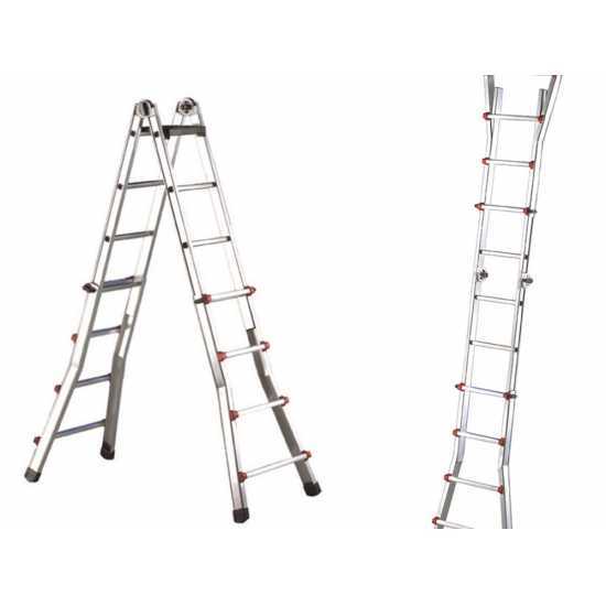 Svelt Scalissima GR SSCAL008/A, 2x8 gradini, 4.02 m - Scala in alluminio telescopica - Altezza stimata operativa 5.02 m