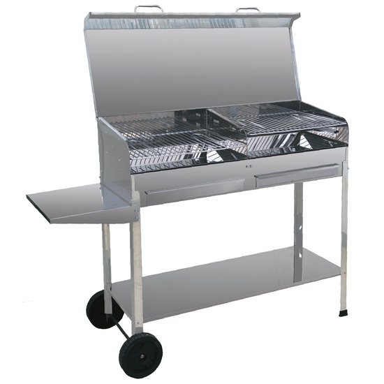 Mille Achille Big - Barbecue in acciaio inox artigianale a carbone - 2x 47,5x37cm