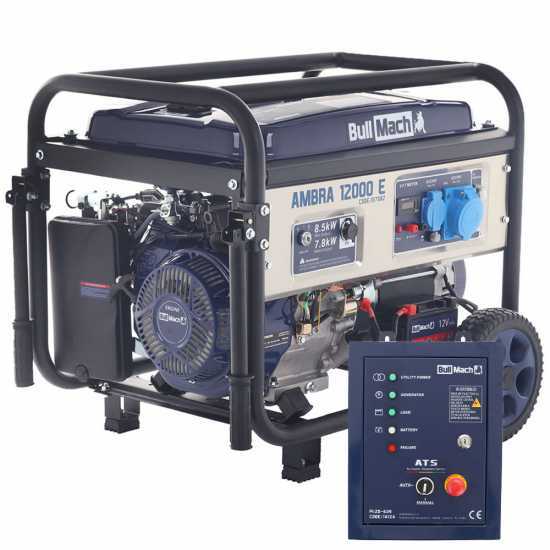 BullMach AMBRA 12000 E - Generatore di corrente carrellato a benzina con AVR 8.5 Kw monofase - Quadro ATS incluso