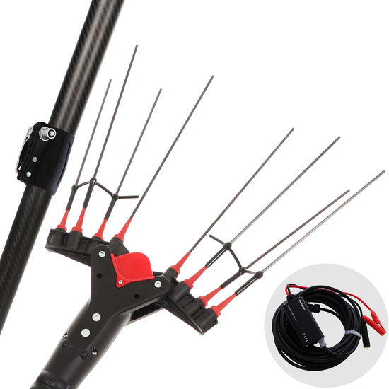 Castellari Vertigo Carbon L 12V - Abbacchiatore elettrico a batteria tipo auto con cavo in dotazione - Asta telescopica 240/320 cm