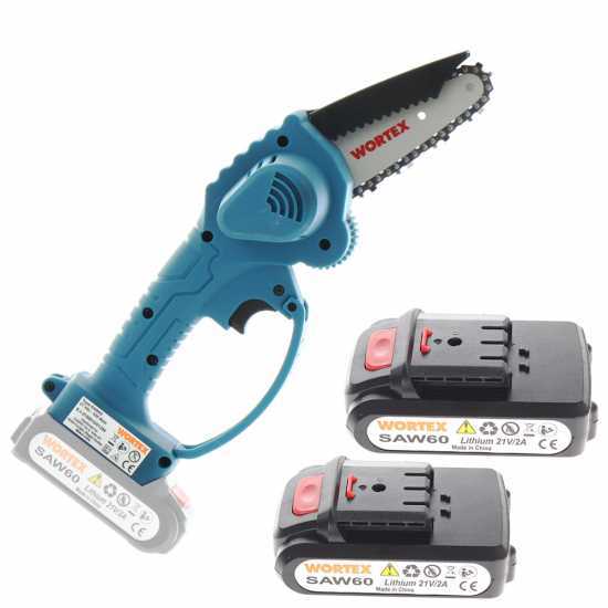 Wortex SAW 60 - Potatore manuale elettrico a batteria - con 2 batterie e caricabatteria inclusi