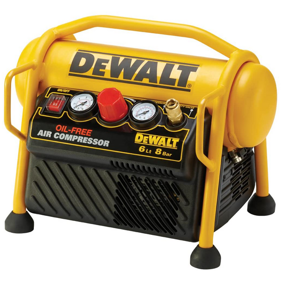 DeWalt DPC6MRC-QS - Compressore aria elettrico portatile monofase, oil-less - Motore 1.5 HP - 6 lt
