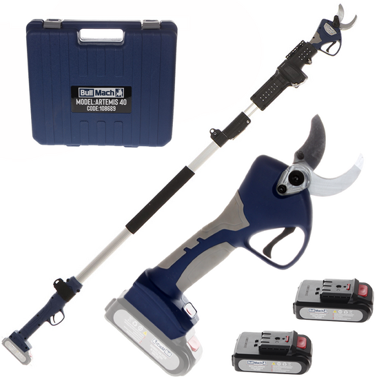 BullMach ARTEMIS 40 - Forbice elettrica da potatura su asta - 21V 2Ah 150/210 cm
