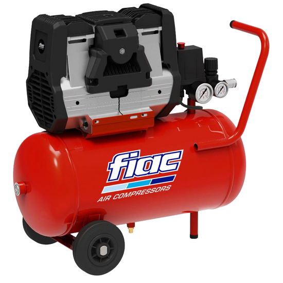 FIAC Super Silent 24 XS258 - Compressore aria elettrico monofase silenziato, oil-less - Motore 2 HP - 24 lt
