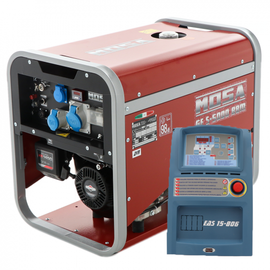 MOSA GE S-5000 BBM AVR EAS - Generatore di corrente a benzina con AVR 4.5 kW - Continua 3.6 kW Monofase + ATS