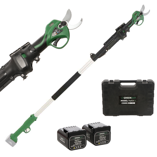 GreenBay TopCut 32 - Forbice elettrica da potatura su asta - 2x 16.8V 2Ah - 150/210 cm