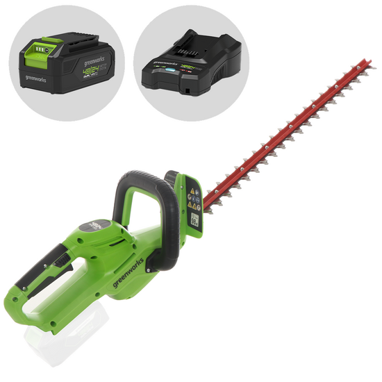 Greenworks G24HT56 - Tagliasiepi a batteria litio 24V/4Ah - Lama da 56 cm