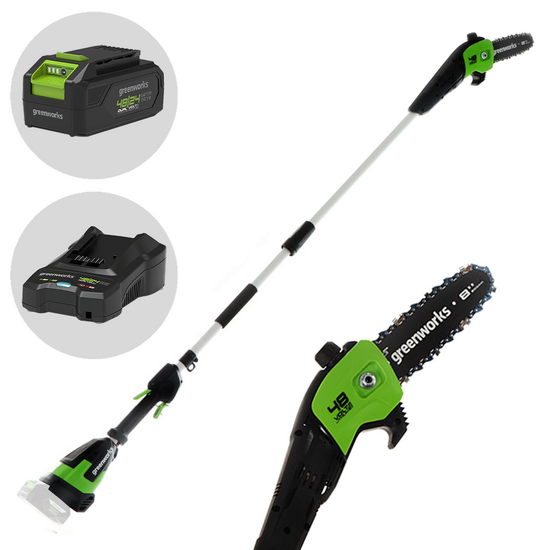 Greenworks G48PS - Potatore su asta di prolunga a batteria 48V -  Batteria 2Ah