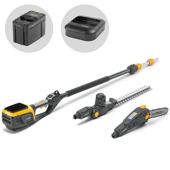 Stiga MT 500e Kit - Tagliasiepi e Potatore su asta di prolunga multifunzione - Batteria e caricabatterie inclusi