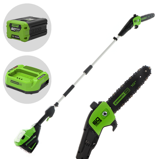 Greenworks GD60PS25 - Potatore su asta di prolunga a batteria 60V - Batteria 2Ah