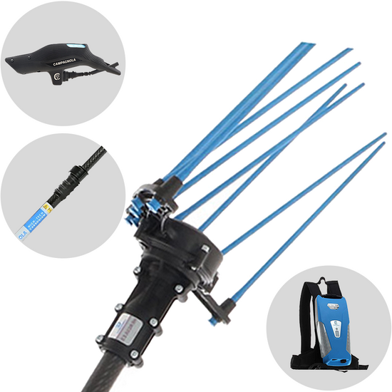 Campagnola HERCULES 58V - Asta in carbonio - 235 - 320 cm - Abbacchiatore elettrico a batteria - Batteria a zaino inclusa