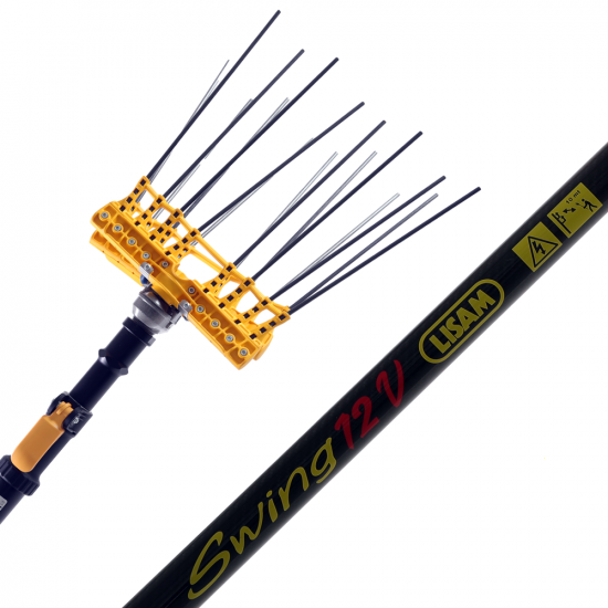 Lisam Swing - Abbacchiatore Elettrico a batteria - Con 8 + 8 denti in carbonio - Asta Telescopica