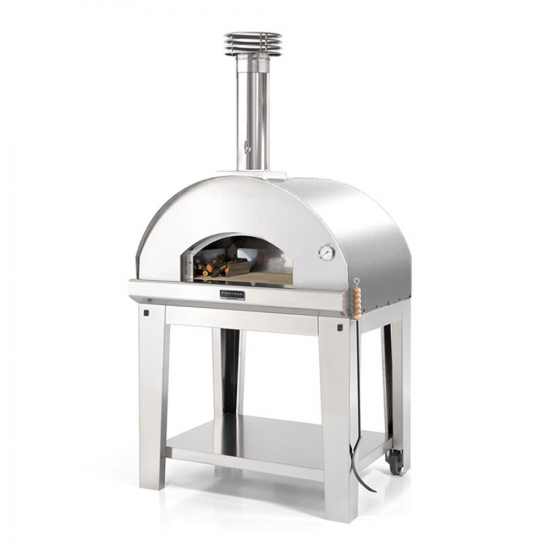 Fontana Mangiafuoco INOX - Forno a legna da esterno con carrello