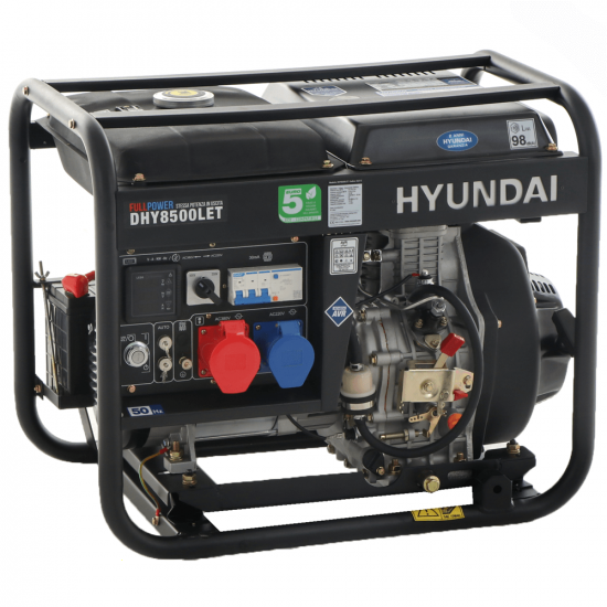 Hyundai DHY8500LET - Generatore di corrente diesel 6 kW - Continua 5.5 kW Full-Power