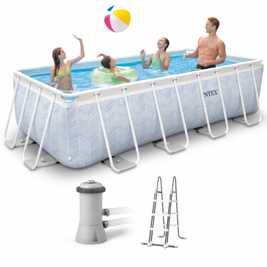 Intex Prisma Frame Chevron 26780NP - 400x200x100 cm - Piscina fuori terra + Pompa filtro 45 W e Scaletta