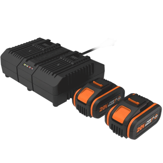 Worx WA3611 - Starter Kit Caricabatterie doppio + 2x Batterie 20V/4Ah