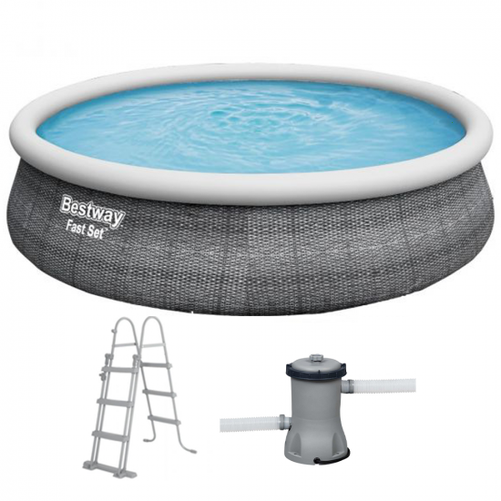 Bestway Fast Set 57372 - &Oslash;457x107 cm - Piscina gonfiabile + Pompa filtro 29 W e scaletta