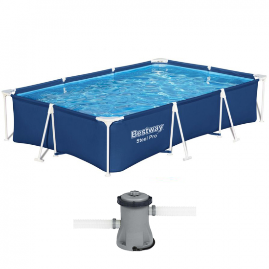 Bestway Steel Pro 56411 - 300x201x66 cm - Piscina fuori terra + Pompa filtro 16 W