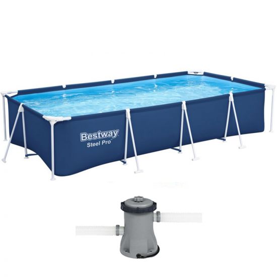 Bestway Steel Pro 56424 - 400x211x81 cm - Piscina fuori terra + Pompa filtro 16 W