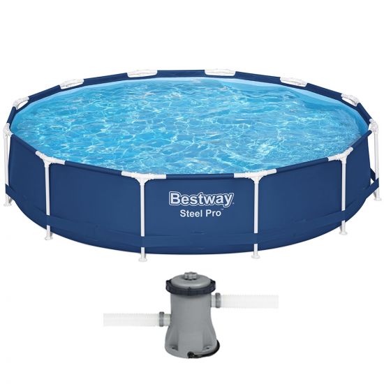 Bestway Steel Pro 56681 - &Oslash;366x76 cm - Piscina Rotonda + Pompa filtro 16 W