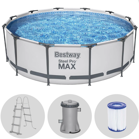 Bestway Steel Pro Max 56418 - &Oslash;366x100 cm - Piscina Rotonda + Pompa filtro e scaletta