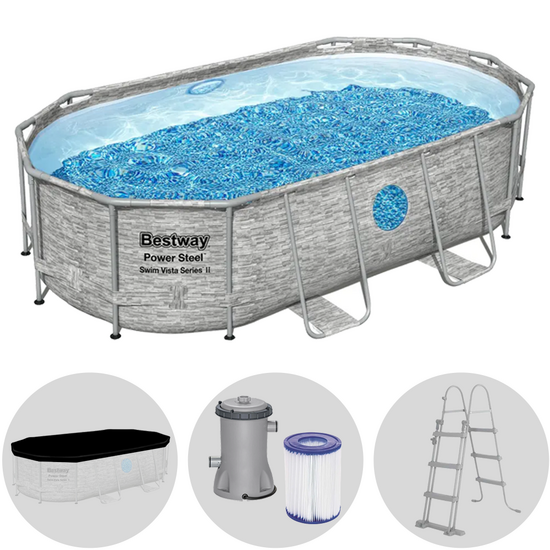 Bestway Power Steel Swim Vista 56714 - 427x250x100 cm - Piscina Ovale