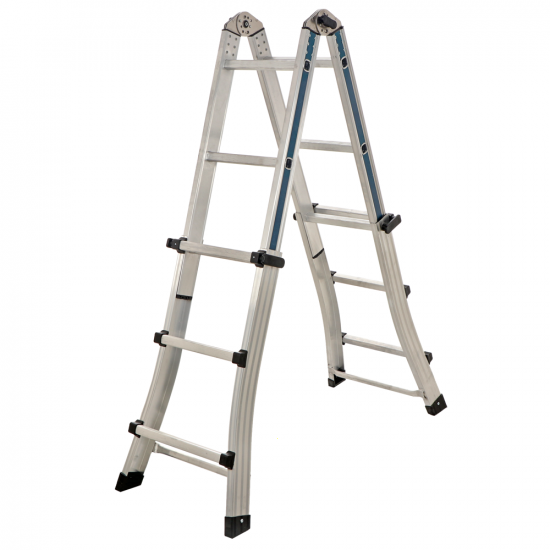 S.T.P. Universale, 2x6 gradini, 3.08 mt - Scala in alluminio telescopica - Altezza stimata operativa 4.08 m