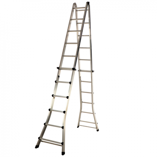 S.T.P. Universale A20UNIND, 2x12 gradini, 6.08 m - Scala in alluminio telescopica - Altezza stimata operativa 7.08 m