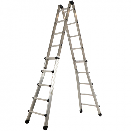 Marchetti Black 55, 2x10 gradini, 5.20 m - Scala telescopica in alluminio - Altezza stimata operativa 6.20 m