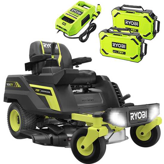 Ryobi ZTRX76 - Trattorino tagliaerba a batteria a raggio zero - 72V/20Ah - taglio da 76cm - 2in1