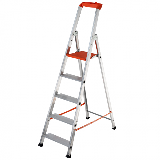 Gierre Stabila AL720, 5 gradini, 2.11 m - Scalandrino in alluminio con cavalletto - Altezza stimata operativa 3.11 m