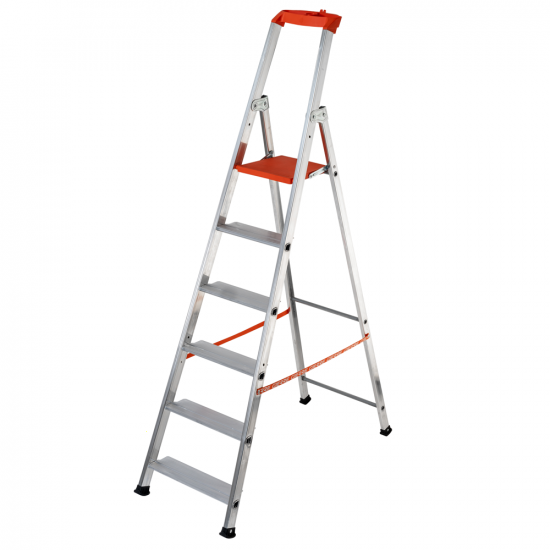 Gierre Stabila AL730, 6 gradini, 1.96 mt - Scalandrino in alluminio con cavalletto