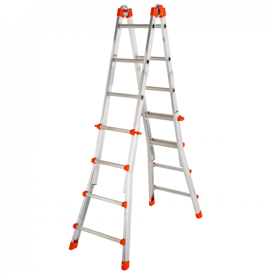 Gierre Peppina AL003, 2x9 gradini, 4.34 m - Scala in alluminio telescopica - Altezza stimata operativa 5.34 m