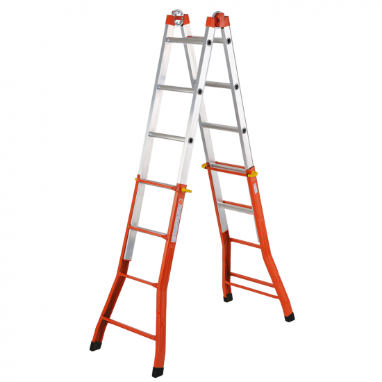 Gierre Peppina AM020, 2x9 gradini, 4.33 m - Scala in acciaio+alluminio telescopica - Altezza stimata operativa 5.33 m