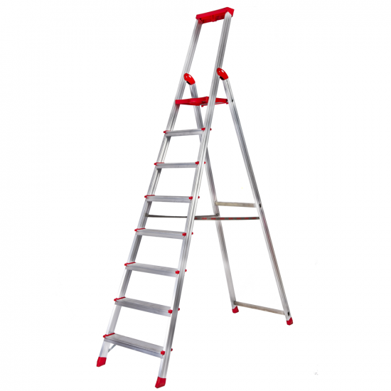 Sicos Supra, 8 gradini, 2.51 mt - Scalandrino in alluminio con cavalletto