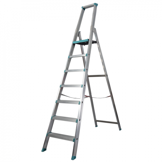 Sicos Maxima 040.017, 7 gradini, 2.28 m - Scalandrino in alluminio con cavalletto - Altezza stimata operativa 3.28 m