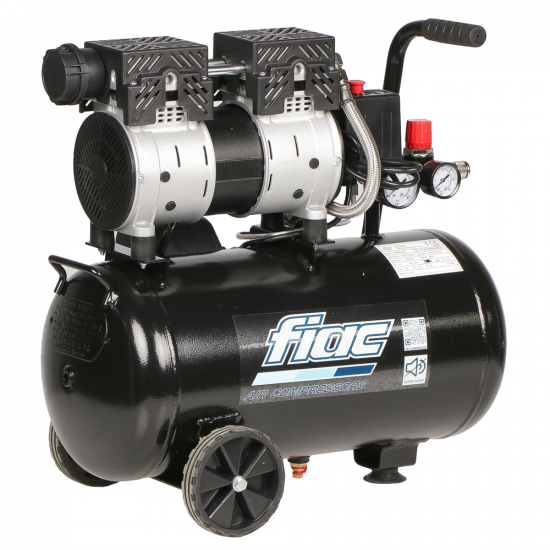 FIAC SUPERSILENT 24/1 - Compressore aria elettrico monofase silenziato, oil-less - Motore 1 HP - 24 lt