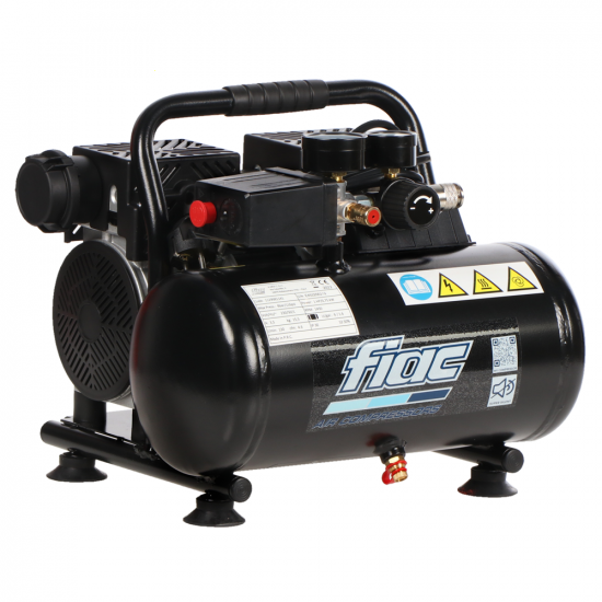 FIAC SUPERSILENT 6/1 - Compressore aria elettrico portatile monofase silenziato, oil-less - Motore 1 HP - 6 lt