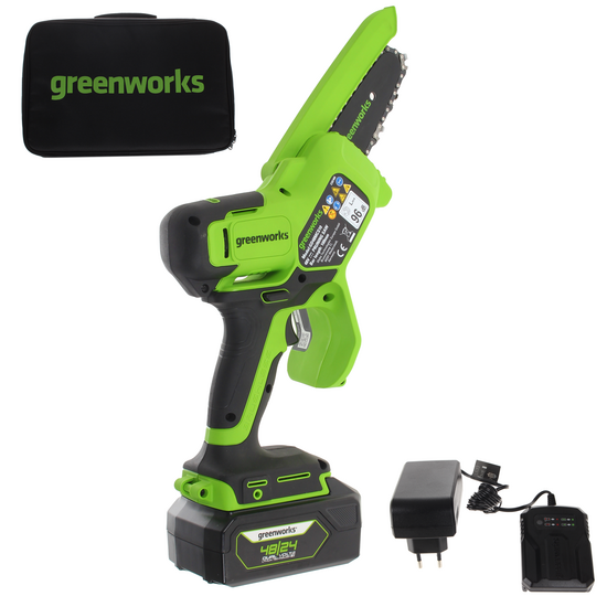 Greenworks GD48MCS10XK2 - Potatore a batteria brushless manuale - 48V 2Ah